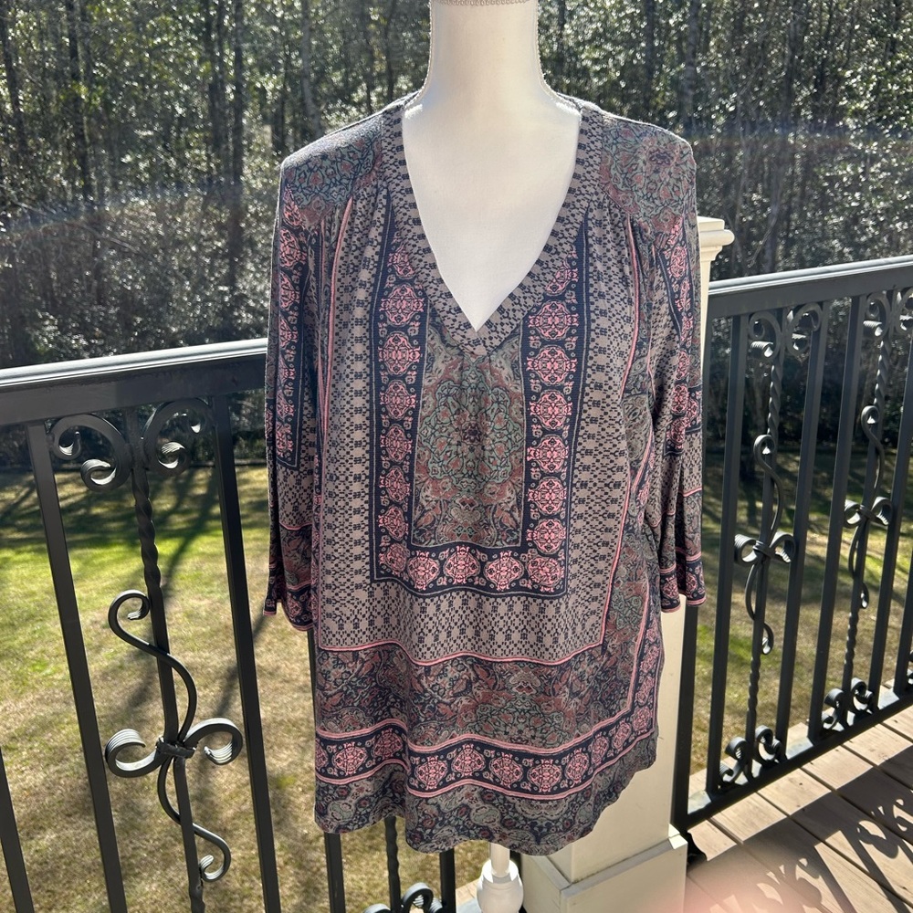 Lucky Brand Blue and Pink Top